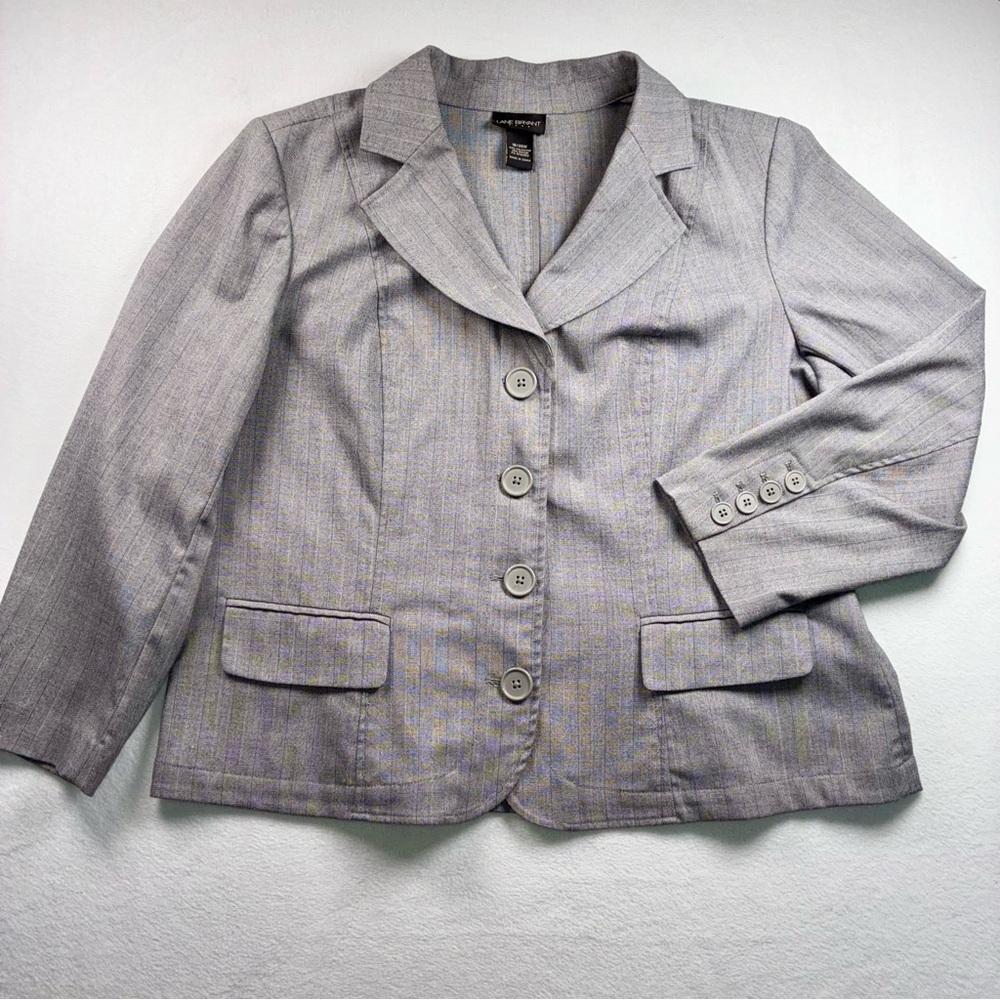 Lane Bryant Blazer Womens 18/20 Stretch Gray Pinstripe Tailored Career Jacket